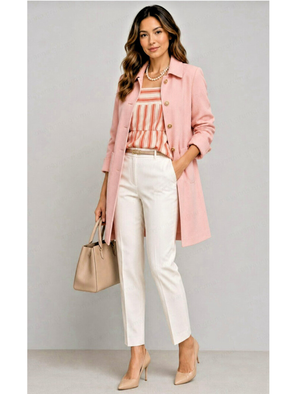 $225 New With Tags CabiTake 5 Topper Jacket  Coat Pink Tweed Herringbone Size M
